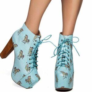 Jeffrey Campbell Lolita Kawaii Goth Punk Blue Unicorn Heels Shoes 7.5 Rare